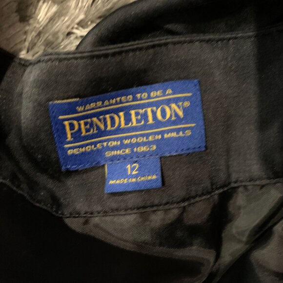 Pendleton Polka Dot Flared black and White Dot Skirt Silk  Sz 12 - Picture 4 of 4